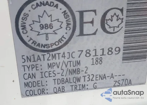 2018 Nissan Rogue S/Sl/Sv z USA, uszkodzony, nr VIN 5N1AT2MT4JC781189